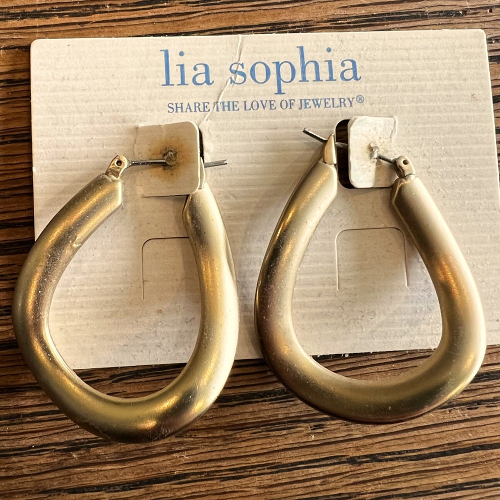 Lia Sophia brushed gold hoop earrings